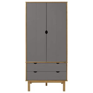 vidaXL Roupeiro OTTA 76,5x53x172 cm pinho maci&ccedil;o castanho/cinza