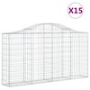 vidaXL Cestos gabi&atilde;o arqueados 15 pcs 200x30x100/120 ferro galvanizado