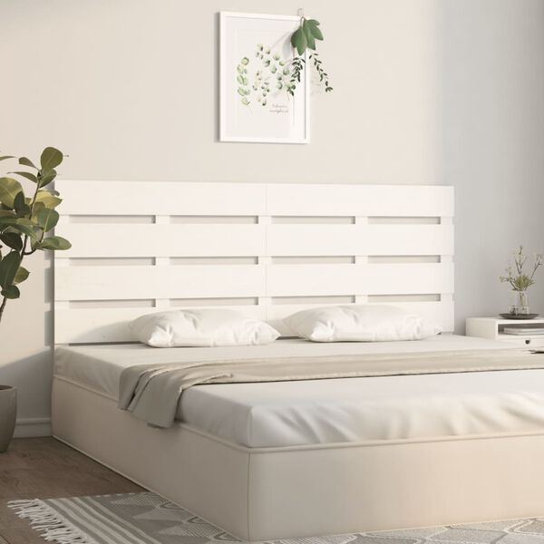 vidaXL Cabeceira de cama 140x3x80 cm pinho maci&ccedil;o branco