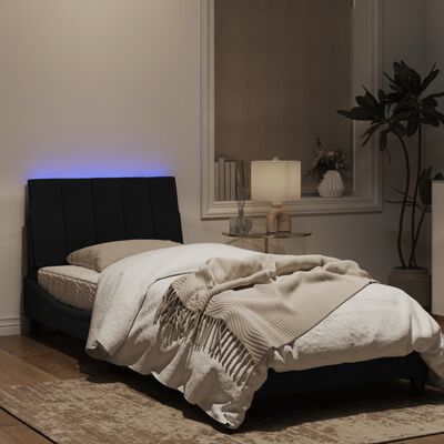 vidaXL Estrutura de cama c/ luzes LED 90x200 cm veludo preto