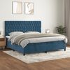 vidaXL Cama com molas/colch&atilde;o 200x200 cm veludo azul-escuro