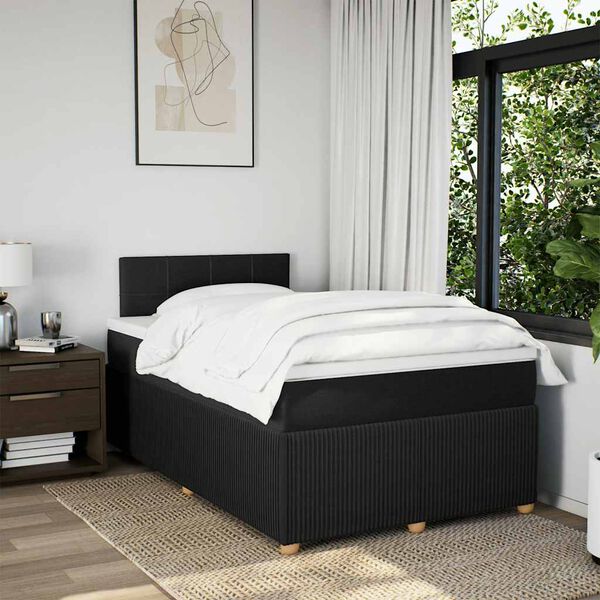 vidaXL Cama boxspring com colch&atilde;o 120x190 cm tecido preto