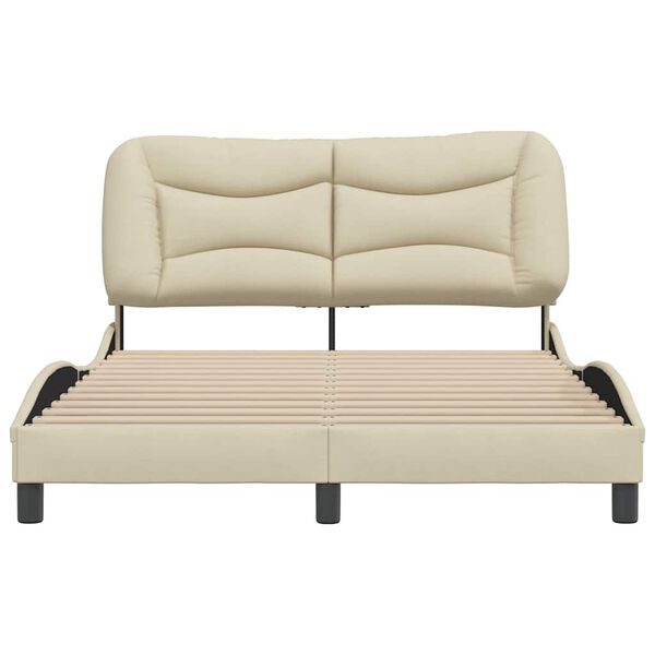 vidaXL Estrutura de cama sem colch&atilde;o Hvar 120x200 cm tecido cor creme