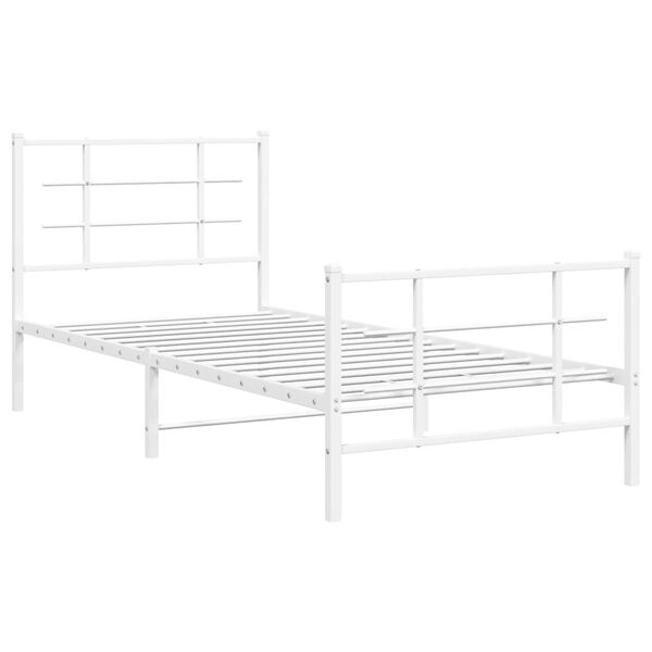 vidaXL Estrutura de cama com cabeceira e p&eacute;s 90x200 cm metal branco