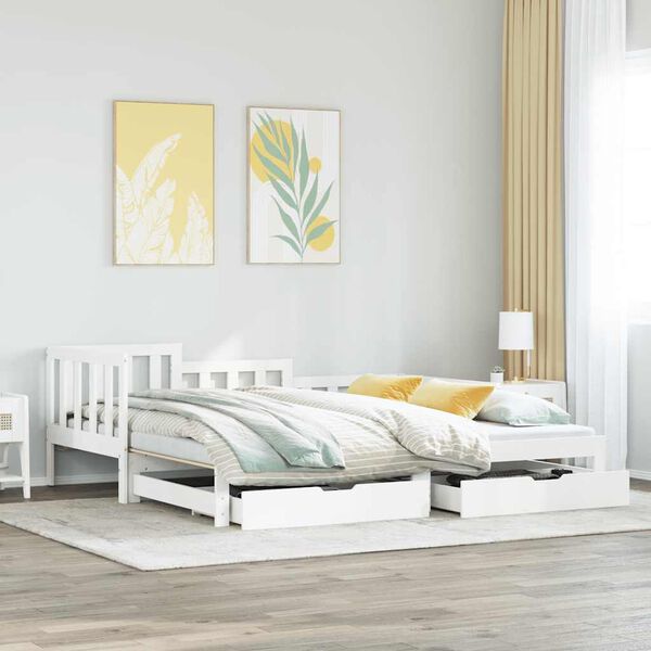 vidaXL Sofá-cama com gavetão e gavetas sem colchão 90x200 cm branco