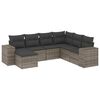 vidaXL 7 pcs conjunto sof&aacute;s p/ jardim c/ almofad&otilde;es vime PE cinzento