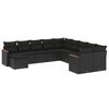 vidaXL 11 pcs conjunto sof&aacute;s de jardim c/ almofad&otilde;es vime PE preto