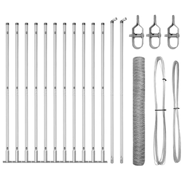 vidaXL Poste de Cerca Prateado 25 x 1 m (malha de 50 mm) A&ccedil;o