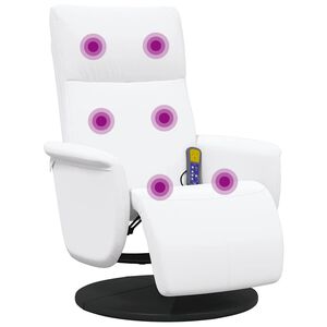 vidaXL Cadeira massagens reclin&aacute;vel c/apoio p&eacute;s couro artif. branco