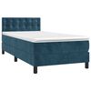 vidaXL Cama box spring c/ colch&atilde;o/LED 100x200 cm veludo azul-escuro