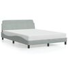 vidaXL Estrutura de cama Dover 137x190 cm veludo cinzento-claro