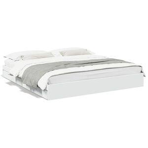 vidaXL Estrutura de cama c/ gavetas 200x200cm derivados madeira branco