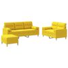 vidaXL 3 pcs conjunto de sof&aacute;s com almofadas tecido amarelo-claro