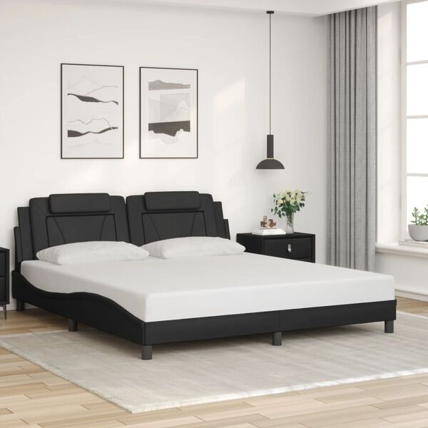 vidaXL Estrutura de cama Viana com LED sem colch&atilde;o 180x200cm preto