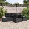vidaXL Conjunto de Sof&aacute; de Jardim com almofada 6 pcs Preto vime PE