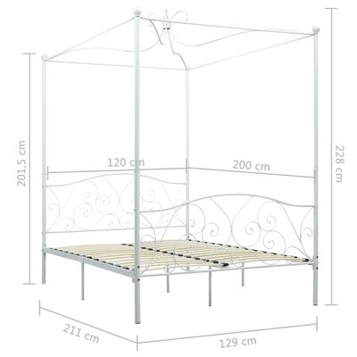 vidaXL Estrutura de cama com dossel 120x200 cm metal branco