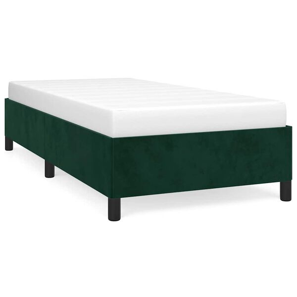 vidaXL Estrutura de cama sem colch&atilde;o 90x190 cm veludo verde-escuro