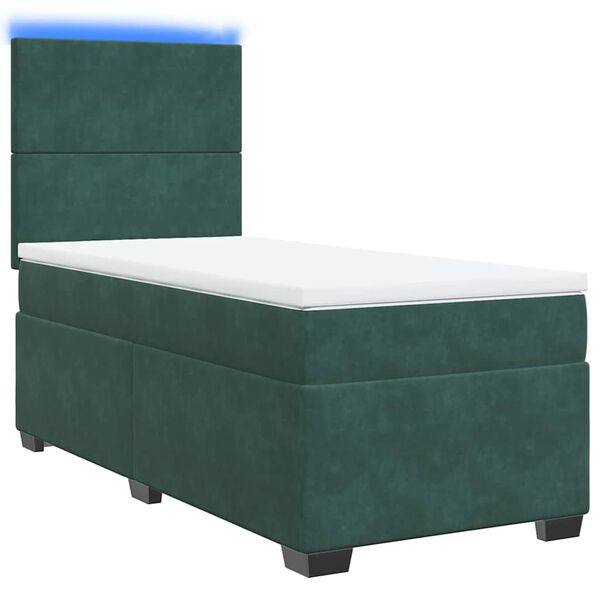 vidaXL Cama com molas/colch&atilde;o 90x190 cm veludo verde-escuro