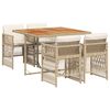 vidaXL 5 pcs conjunto de jantar p/ jardim com almofad&otilde;es vime PE bege