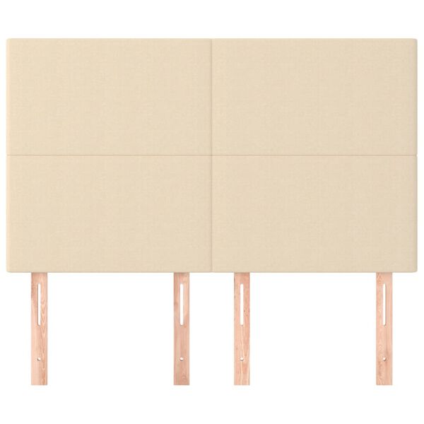 vidaXL Cabeceira Creme 144x5x118/128 cm Tecido