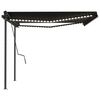 vidaXL Toldo autom&aacute;tico com LED e sensor de vento 4x3,5 m antracite