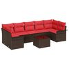 vidaXL Conjunto de Sof&aacute; de Jardim 8 unid. Bege e Vermelho vime PE