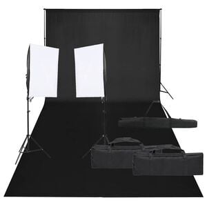 vidaXL Kit de est&uacute;dio fotogr&aacute;fico com conjunto de ilumina&ccedil;&atilde;o e fundo