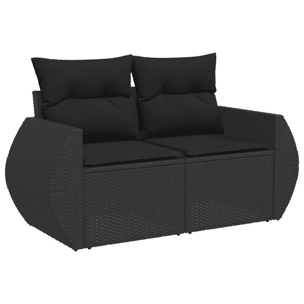 vidaXL 11 pcs conjunto sof&aacute;s de jardim c/ almofad&otilde;es vime PE preto