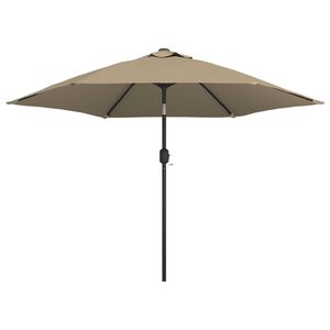 vidaXL Guarda-sol ext. c/ luzes LED poste a&ccedil;o 300 cm cinza-acastanhado