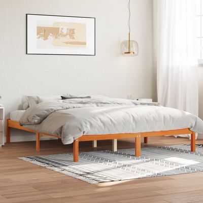 vidaXL Estrutura de cama 160x200 cm madeira pinho maciça castanho cera