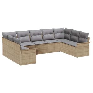 vidaXL Conjunto de Sof&aacute; de Jardim com almofada Bege vime PE