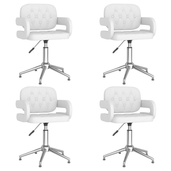 vidaXL Cadeiras de jantar girat&oacute;rias 4 pcs couro artificial branco