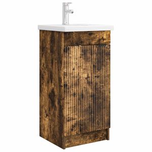 vidaXL Gabinete de banheiro com pia Carvalho Fumado 42 x 40 x 84,5 cm