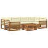 vidaXL Conjunto de Sof&aacute;s para Exterior 7 pcs Natural e Creme