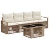 vidaXL Conjunto de Sof&aacute; de Jardim 5 unid. Bege e Branco Creme vime PE