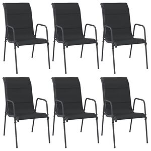 vidaXL Cadeiras de jardim 6 pcs aço e textilene preto