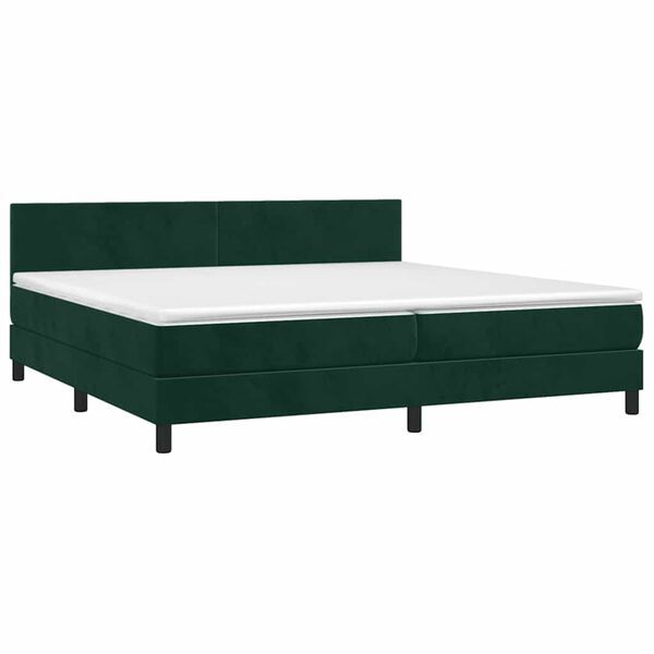 vidaXL Cama com molas/colch&atilde;o 200x200 cm veludo verde-escuro
