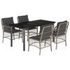 vidaXL 5 pcs conjunto de jantar p/ jardim c/ almofad&otilde;es cinzento claro