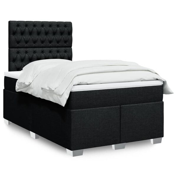 vidaXL Cama boxspring com colch&atilde;o 120x190 cm tecido preto