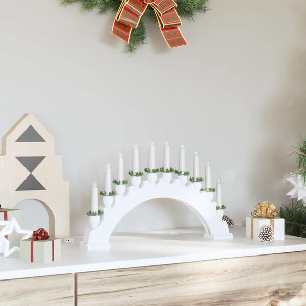 vidaXL Arco de Velas de Natal com 10 Velas LED Branco 47 x 5 x 29 cm
