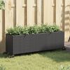 vidaXL Canteiro jardim c/ rodas e 3 vasos 107x32x38cm vime PE preto