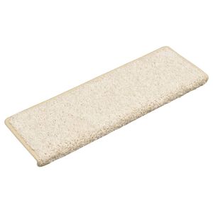 vidaXL Tapetes de escada 15 pe&ccedil;as 65x21x4 cm branco com borda retangular