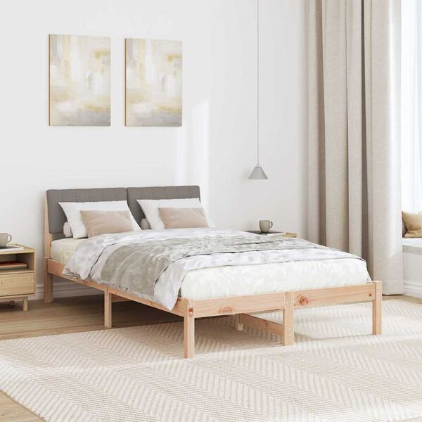 vidaXL Estrutura da cama com cabeceira Marrom e taupe 120 x 190 cm