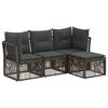 vidaXL Conjunto de Sof&aacute; de Jardim 4 unid. Cinzento vime PE