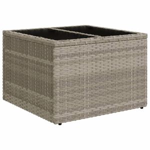 vidaXL Mesa de jardim c/ tampo de vidro 55x55x37cm vime PE cinza-claro