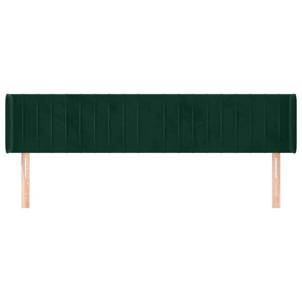 vidaXL Cabeceira de cama c/ abas veludo 203x16x78/88cm verde-escuro