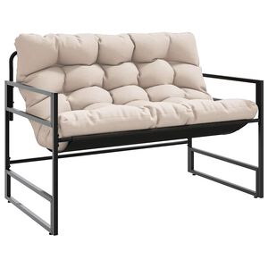 vidaXL Banco de jardim com almofad&atilde;o 113 cm a&ccedil;o cinzento-acastanhado