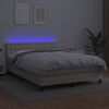 vidaXL Cama box spring c/ colch&atilde;o/LED 140x200cm couro artificial creme