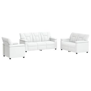 vidaXL Conjunto de Sof&aacute;s 3 pcs Branco Couro Sint&eacute;tico