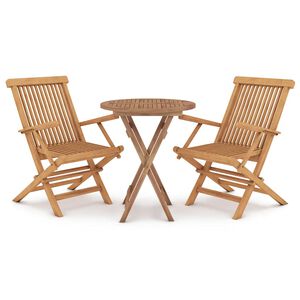 vidaXL 3 pcs conjunto de jantar para jardim madeira de teca maci&ccedil;a
